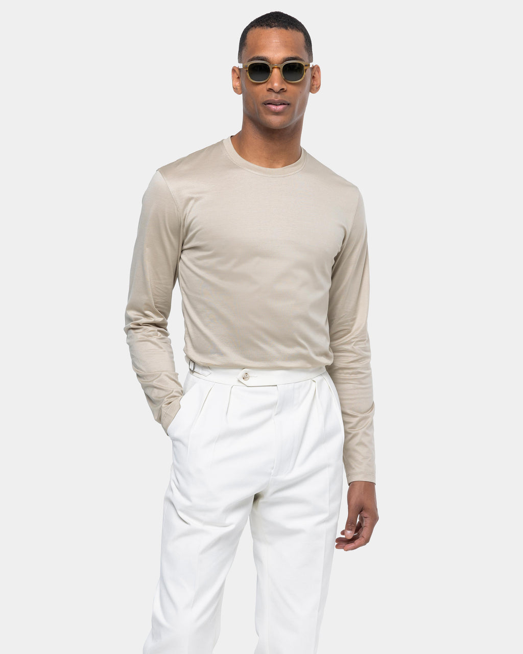 LOGEEYAR T-Shirt Uomo Slim Fit In Cotone – Maniche Corte Con Cuciture Sfumate A Contrasto – Girocollo Classico