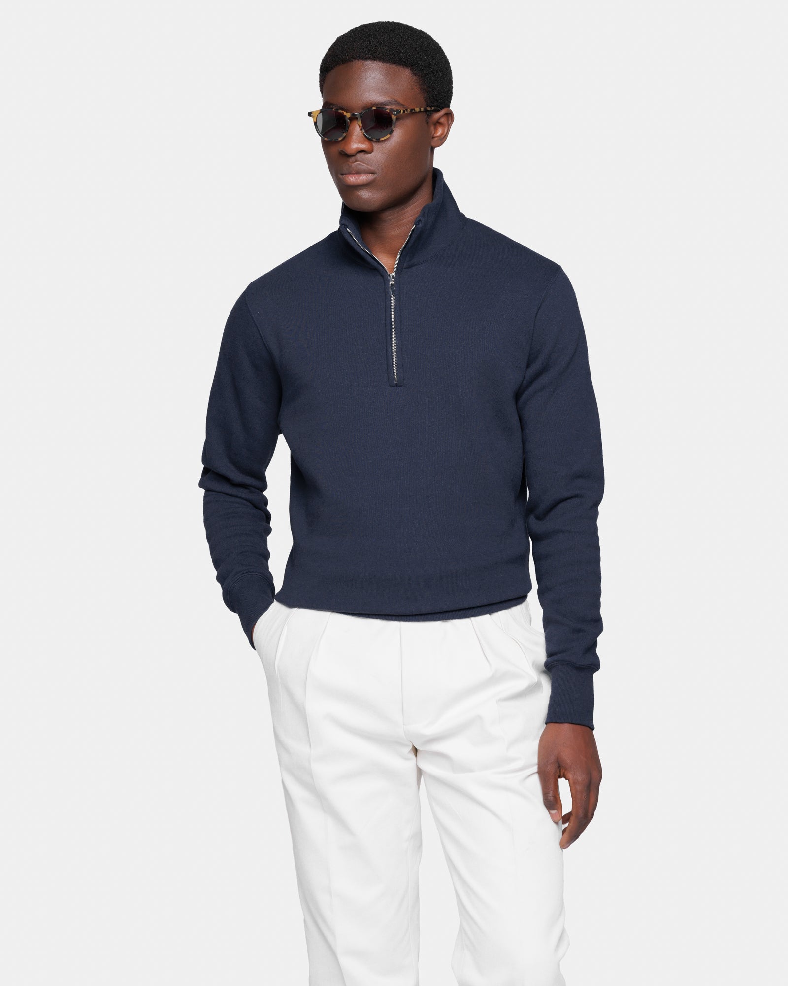 Blue Half zip sweatshirt in Cotton Cashmere | Filatori