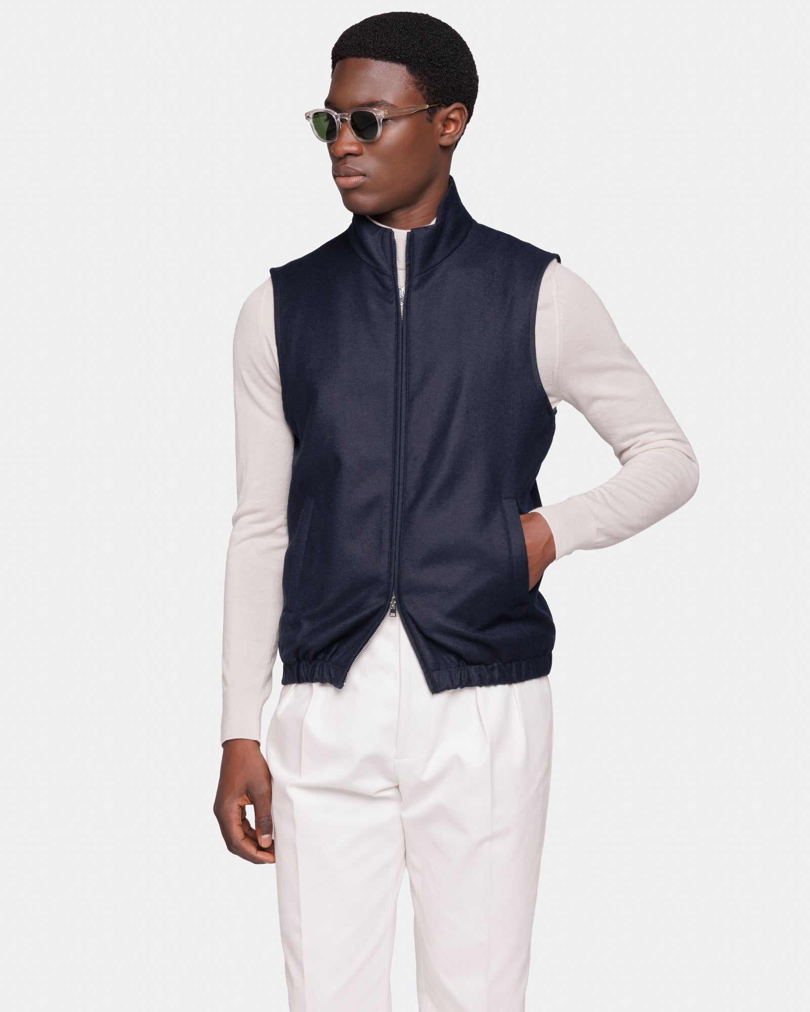 Gilet tinta unita Blu Lana - Cashmere idrorepellente | Filatori