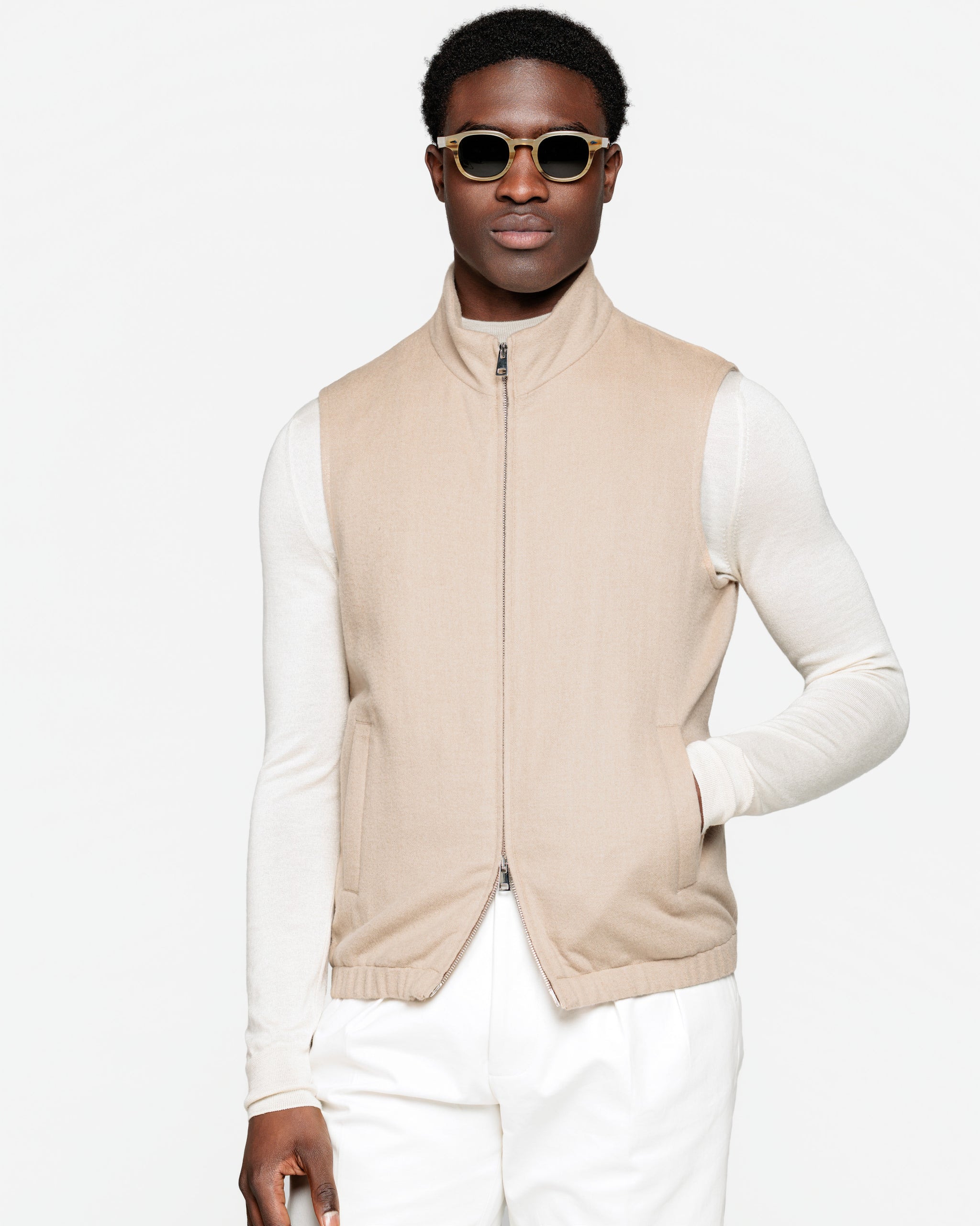 Gilet tinta unita Sabbia 100% Baby Camel | Filatori