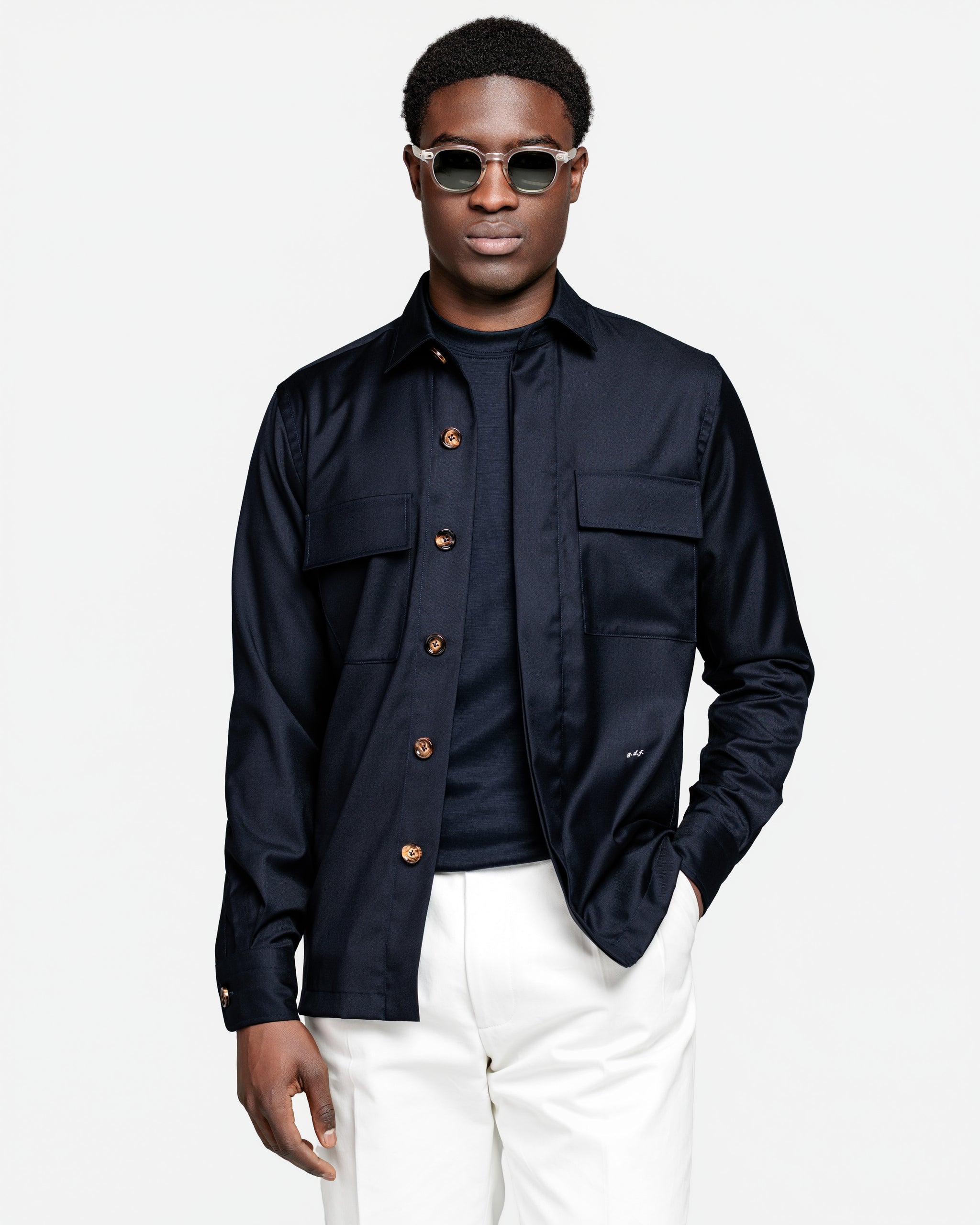 Overshirt in Blue Saxon Super 150's Summer Wool | Filatori