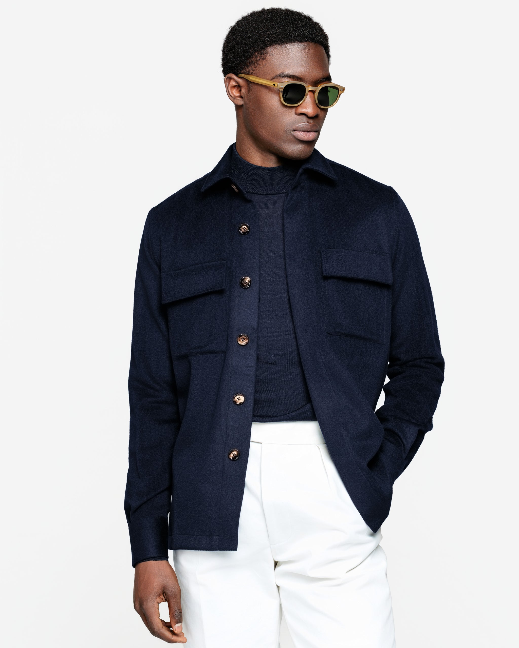 Overshirt tinta unita Blu 100% Baby Camel | Filatori